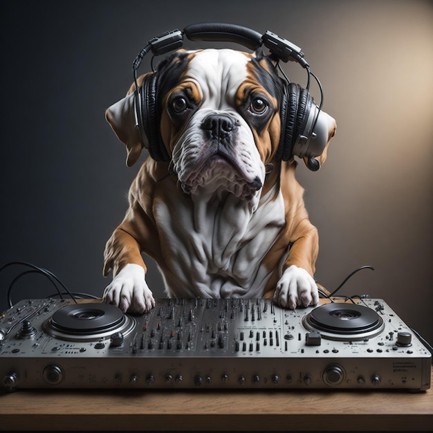 DJ Dog grający na dysku DJ