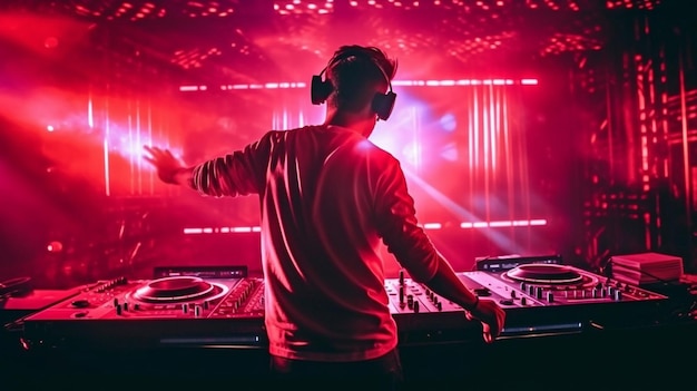DJ na imprezie klubowej w słuchawkach Generative AI