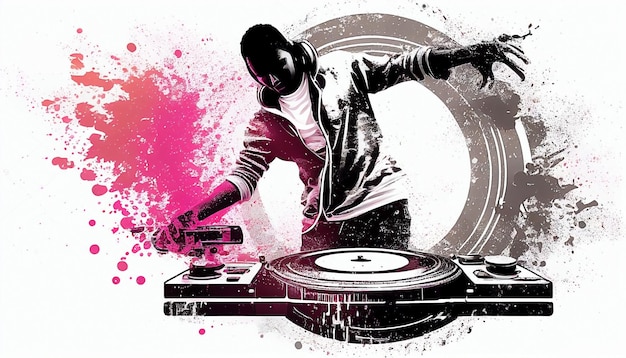 DJ ze słuchawkami na uszach i DJ w białej koszuli i kurtce