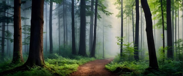 Dla reklamy i baneru jako Forest Whispers przekazują mistyczny urok szepczących lasów i f