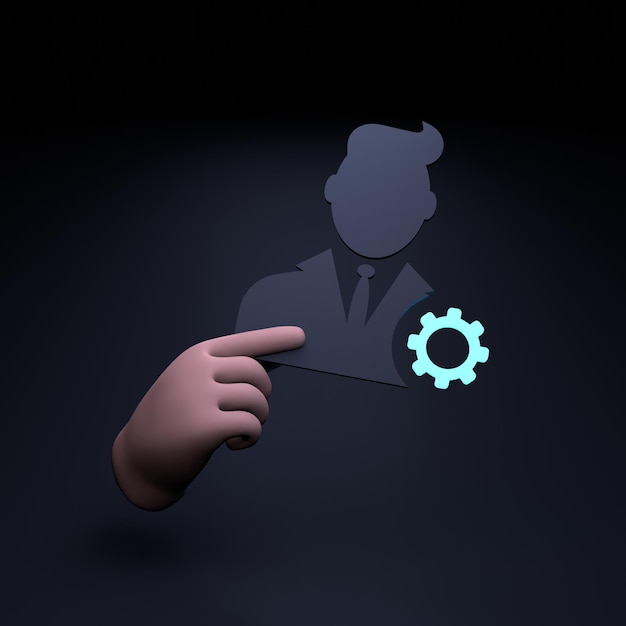 Dłoń trzymająca ikonę osoby 3d render ilustracja