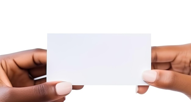 Dłoń trzymająca pustą wizytówkę makiety stylu AI Wygenerowana ilustracja