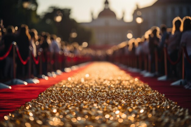 Zdjęcie długi czerwony dywan na zewnątrz wydarzenia profesjonalnej fotografii