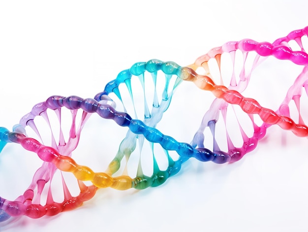 DNA Helix Odkrywa naukę i tożsamość izolowane na białym tle generowane przez sztuczną inteligencję