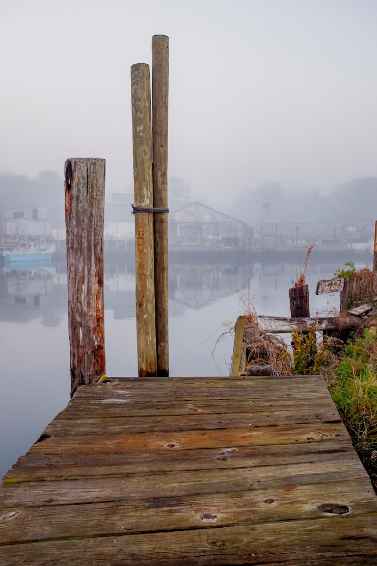 Zdjęcie dobrze starzejący się i dobrze używany dok w bayou