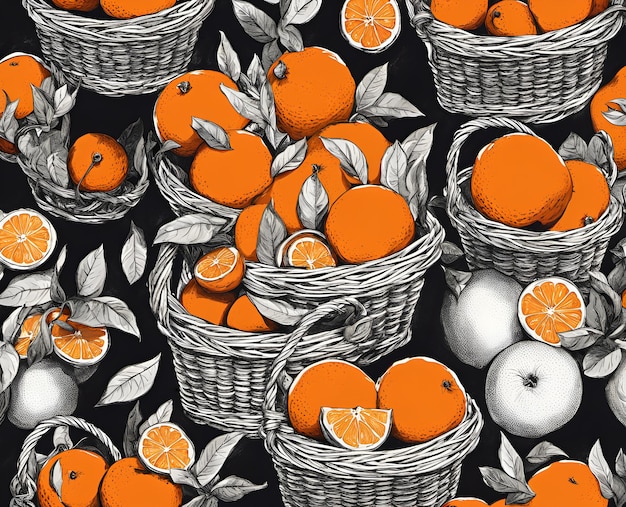 Dojrzałe, apetyczne pomarańczowe owoce w przepełnionym koszu