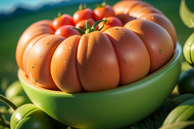 Dojrzałe czerwone pomidory to ludzie, którzy uwielbiają jeść pyszne warzywa, owoce, organiczne, zielone, bezpieczne produkty rolne.