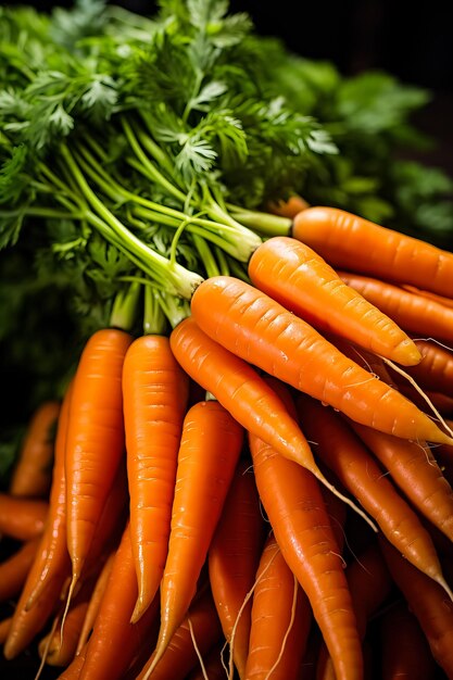 Dojrzałe marchewki na jesiennym rynku rolnym