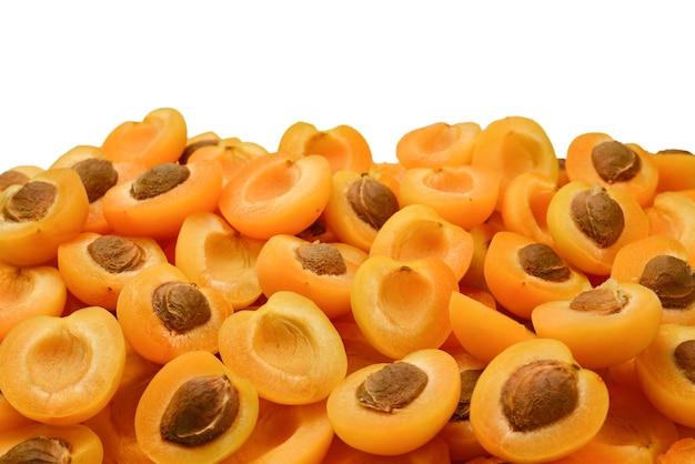 Dojrzałe soczyste morele pomarańczowe plasterki owoców tło