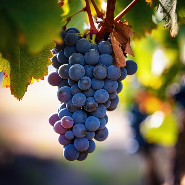 Dojrzałe winogrona wiszące na winorośli Generatywna sztuczna inteligencja