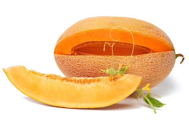 Dojrzały, Soczysty Pomarańczowy Melon I Pokrojony Kawałek Z Pestkami