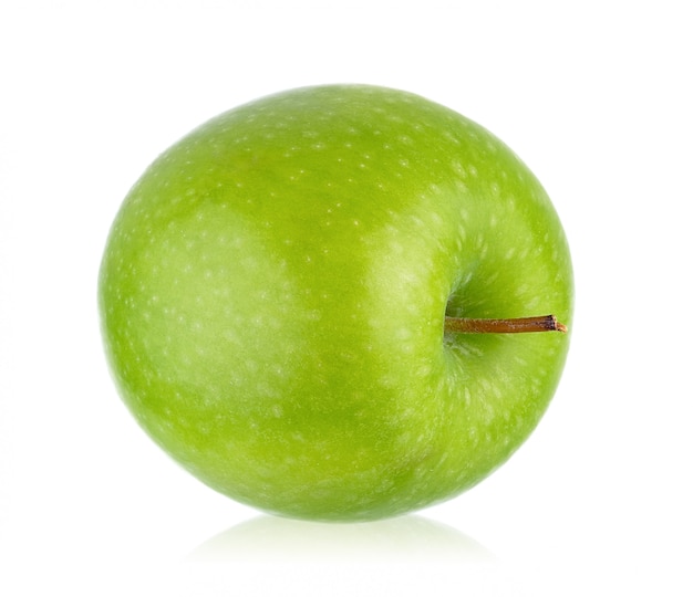 Dojrzały Zielony Jabłko Odizolowywający Na Białym Tle