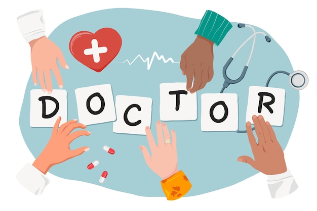 Doktor png różnorodne ręce zdrowie wellness remix przejrzyste tło