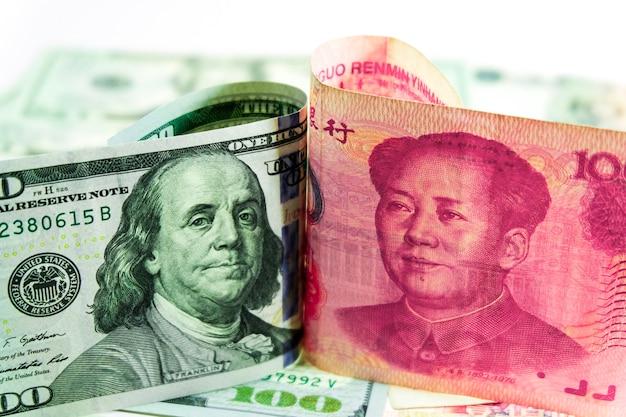 Dolar amerykański i chiński banknot yuan
