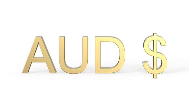 Dolar australijski Symbol waluty Australii w złotym 3d