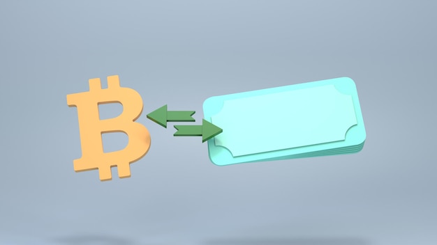 Dolary I Bitcoin Koncepcja Kupowania I Sprzedawania Kryptowalut 3d Render Ilustracji