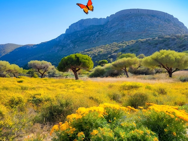 Dolina motyli Piękny rezerwat przyrody na wyspie Rodos AI_Generated