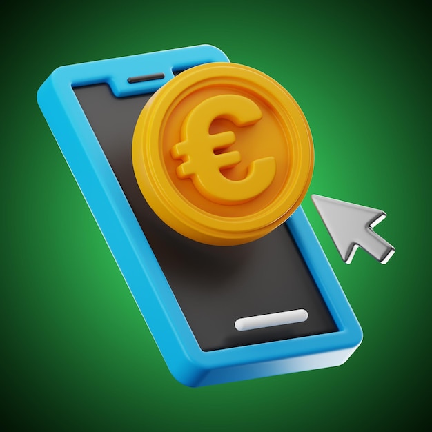 Dollar Finance moneta telefon ikona renderowania 3D na odosobnionym tle