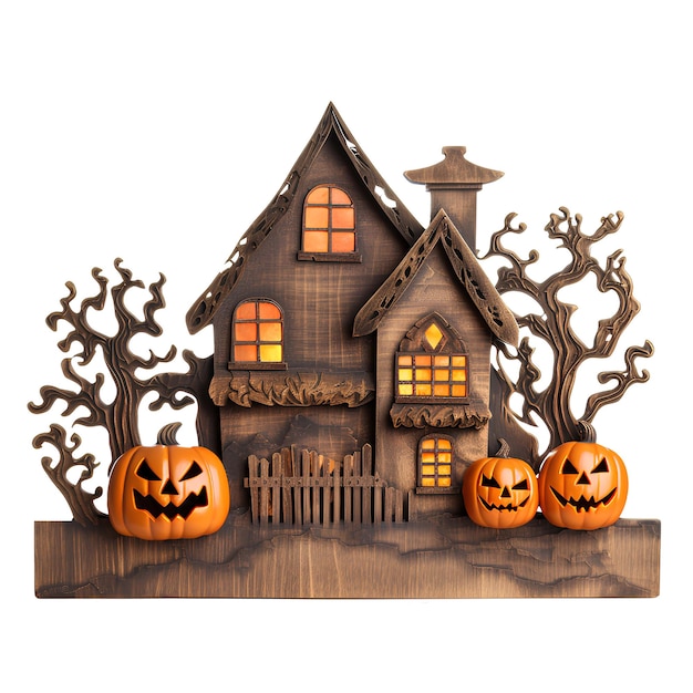 Dom Halloween izolowany na białym i przezroczystym tle