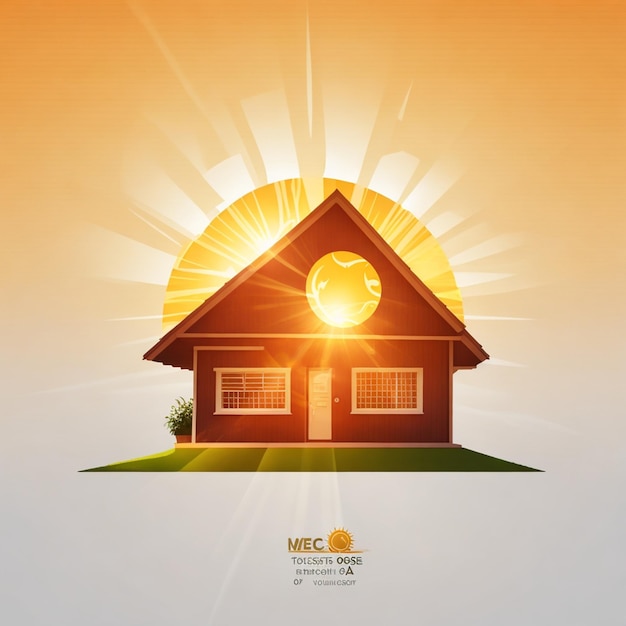 dom wektorowy z logo promieni słonecznych