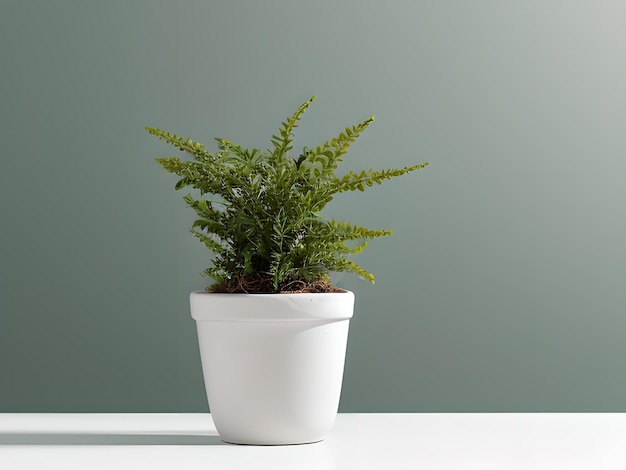 Domowa roślina w doniczce odizolowywająca w białym jasnym tle dekoracyjna roślina doniczkowa Obraz generowany przez AI