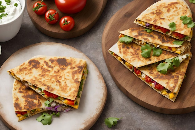 Domowa wegetariańska quesadilla z generatywną grafiką autorstwa AI