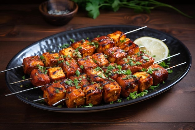 Domowe Marinady Paneer Tikka Na białym tle Fotografia Panaer Tikka