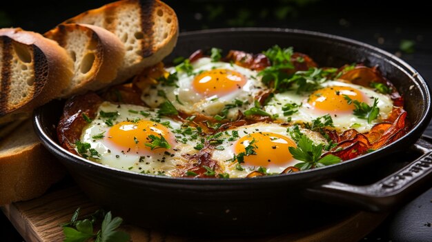 Zdjęcie domowe śniadanie shakshuka