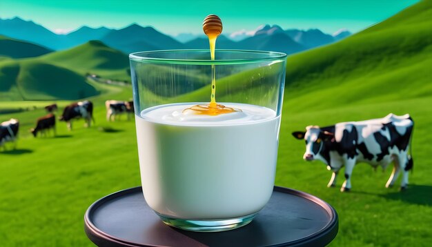 domowy jogurt z miodem w szklance