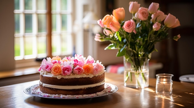 Domowy tort urodzinowy w wiejskim domu w Anglii Inspiracje kulinarne i świąteczne wypieki