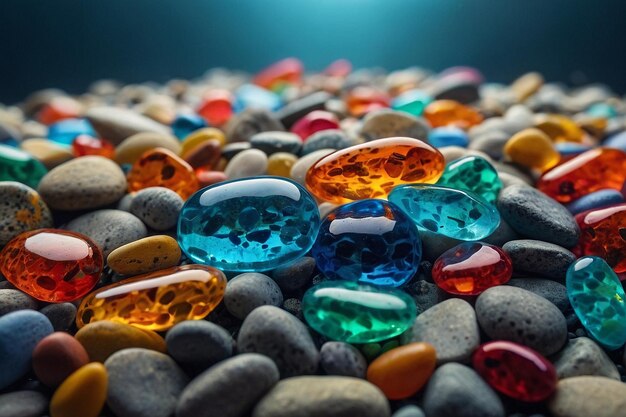 Zdjęcie domyślny zbiornik crystalclear z kolorowymi kamykami