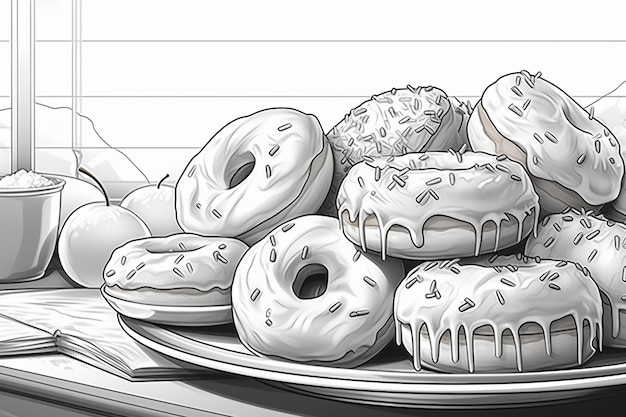 Donuts lineart design ar c v