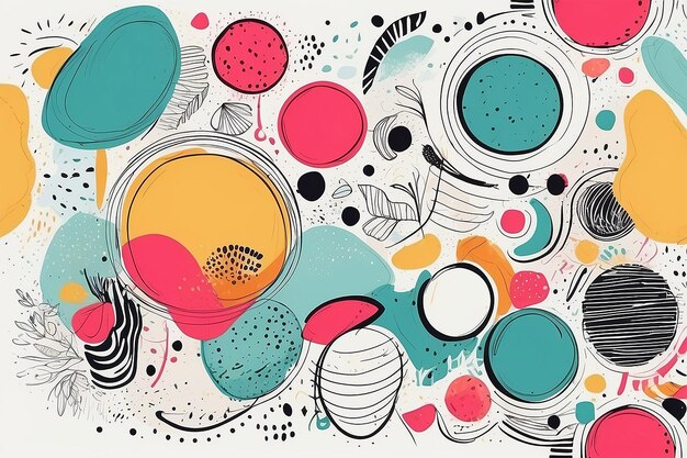 Doodle Delight Trendy Abstract Background Z Ręcznie Narysowanymi Kształtami