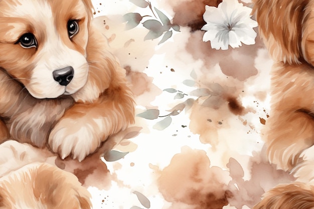 Zdjęcie doodle doggies a symphony of cute dog patterns sweet canine serenity watercolor patterns for relaxat