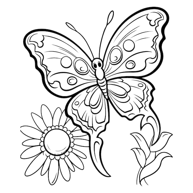 Dooley style butterfly ręcznie narysowany kolorystyka ilustracja generatywna ai