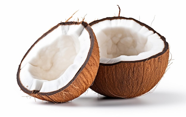 Doskonale pokrojony świeży kokos miękki i pyszny izolowany