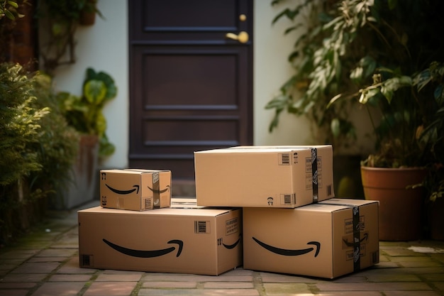 Dostawa paczek Amazon Prime z kartonowymi pudełkami Generative Ai
