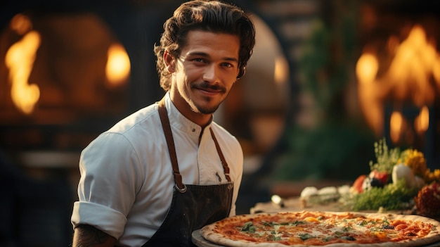 Doświadczony szef kuchni ugotował pizzę Włochy