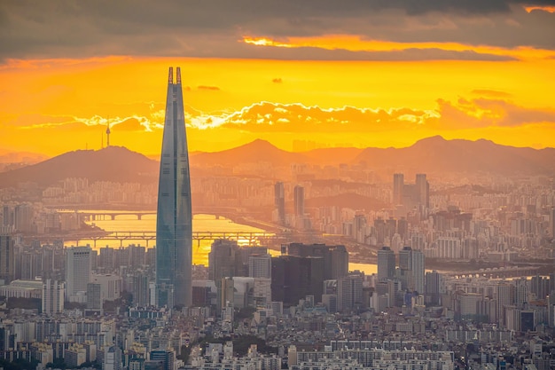 Downtown Seul panoramę miasta pejzaż z Korei Południowej