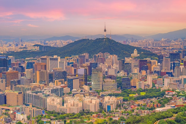 Downtown Seul panoramę miasta pejzaż z Korei Południowej