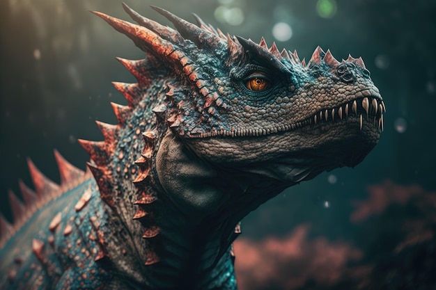 Dracorex Kolorowy niebezpieczny dinozaur w bujnej prehistorycznej naturze autorstwa Generative AI