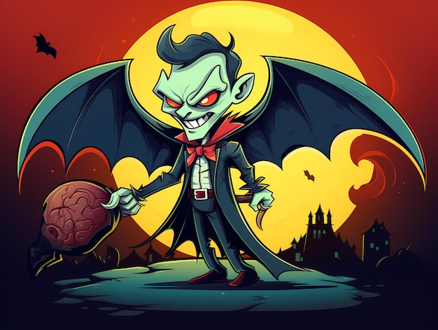 Dracula z kolorową ilustracją Bat Vector