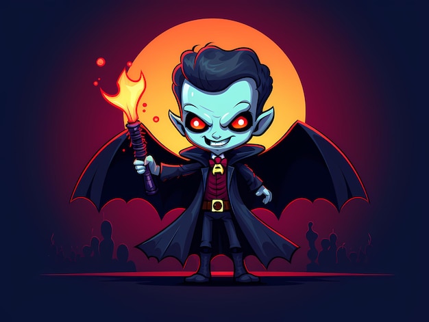 Dracula z kolorową ilustracją Bat Vector