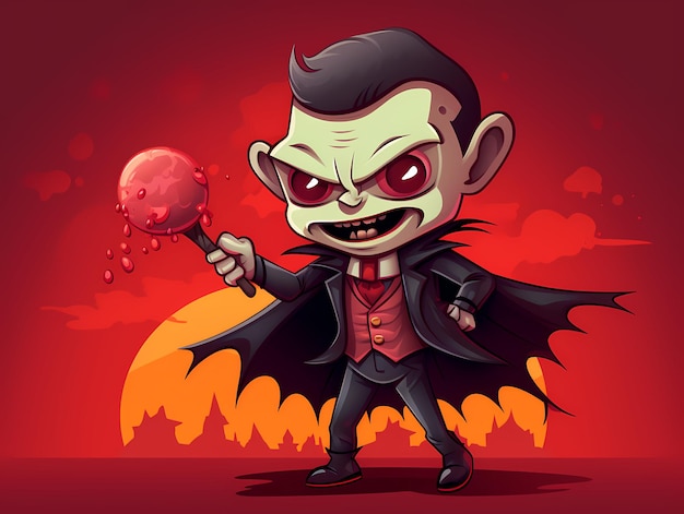 Dracula z kolorową ilustracją Bat Vector