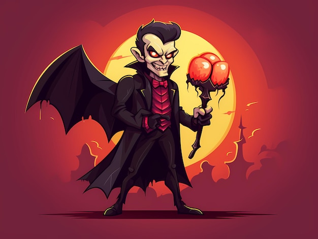 Dracula z kolorową ilustracją Bat Vector