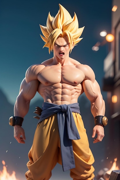 Zdjęcie dragon ball super saiyan żółte włosy chłopiec japońska kreskówka postać z anime ręcznie robiony model zabawkowy