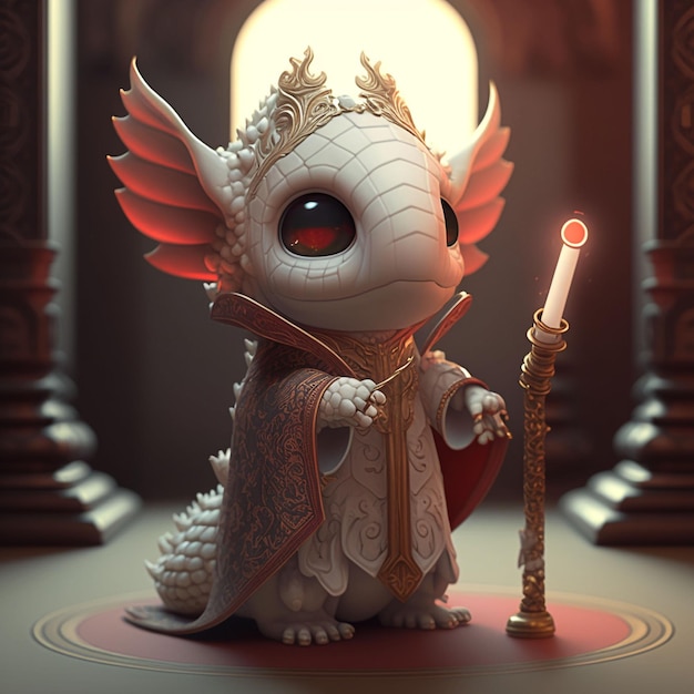 Dragon Chibi w świątyni Generative ai