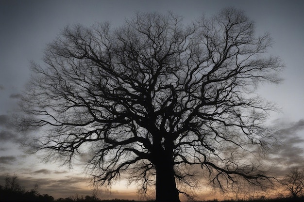 Zdjęcie dramatyczny czarno-biały krajobraz drzew