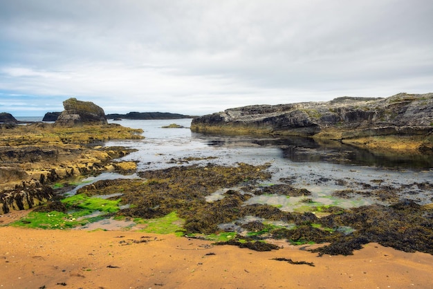 Dramatyczny Krajobraz Linii Brzegowej Portu Ballintoy W Irlandii Północnej