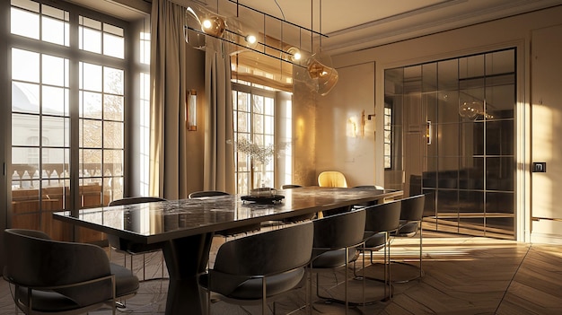 Dramatyczny urbanistyczny industrializm Światłe złoto i brąz Dining Room Interior Design